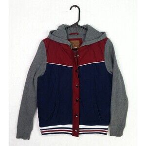Men's Dravus Varsity Jacket  Size Medium M Bomber Jacket Top Red Blue Gray
